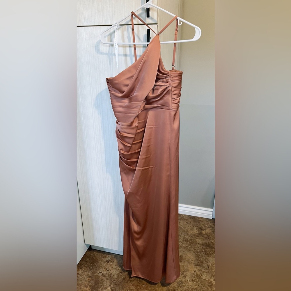 Azazie Bronzer Adjustable One Shoulder Bridesmaid Dress - Size A6